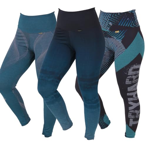 Kit com 3 Leggings Mescla Sublimadas Cintura Alta Suplex (estrela/mandalacinza/caveira)