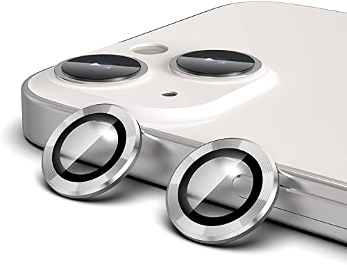 Image of Compatible for i Phone 14 | iPhone 14 Plus Camera Lens Protector, Tempered Glass Bling, Alloy Metal Camera prtotecton for i phone14 Silver