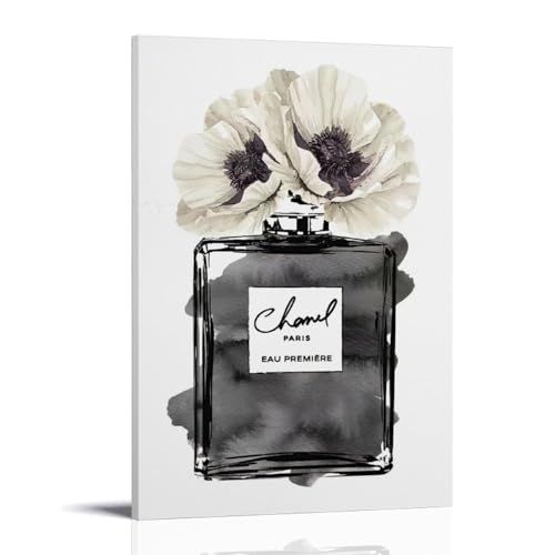 WEboL Fashion Perfume Bottle Black With Grey & White Poppy