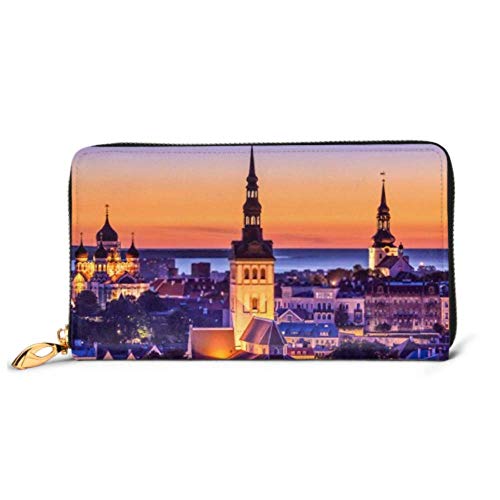 Preisvergleich Produktbild JHGFG Mode Handtasche Reißverschluss Brieftasche Tallinn Estland Sonnenuntergang Telefon Kupplung Geldbörse Abendkupplung Blockieren Leder Brieftasche Multi Card Organizer
