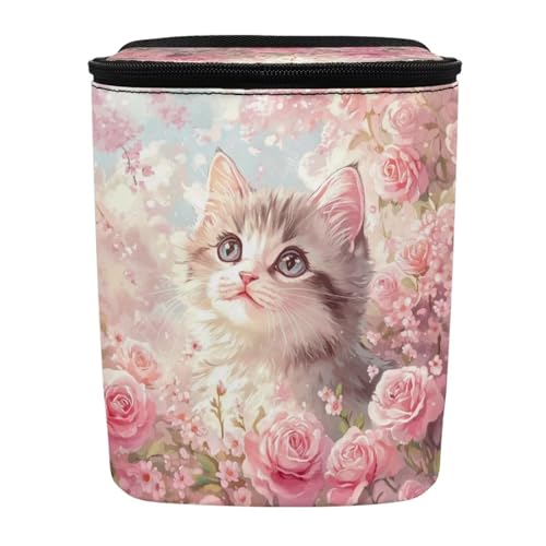 Image of DISNIMO Blossom Cat Car Trash Can Easy-to-Install Car Accessory Interior, Leak-Proof Car Garbage Can Bin Organizer Storage Bag for the Back Seat of Any Cars, Sedans, SUVs & Trucks