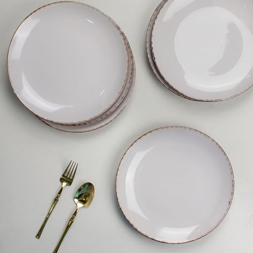 Image of The Earth Store Glossy Lavender Marble 10 Inch Ceramic Dinner Plates Microwave & Dishwasher Safe Ceramic Plates for Dinner | Full Plates Set of 6 | Dinner Full Plates