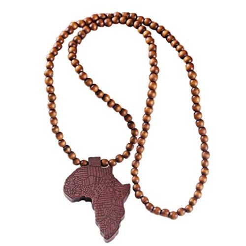 Culer Collar con colgante de madera de África con mapa africano, regalo de San Valentín