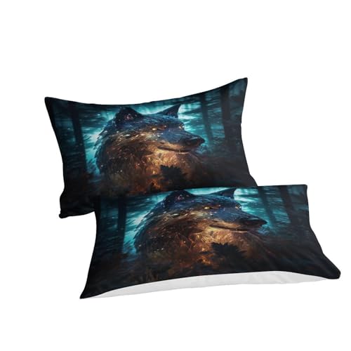Parure de lit loup 260x220 housse de couette microfibre lit super king size