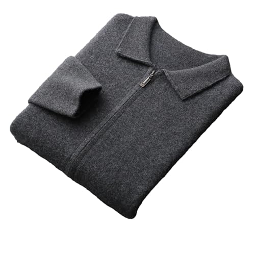 Men's Lapel Cashmere Cardigan Winter Business Casual Thick Knitted Sweater Full Zip Cardigan