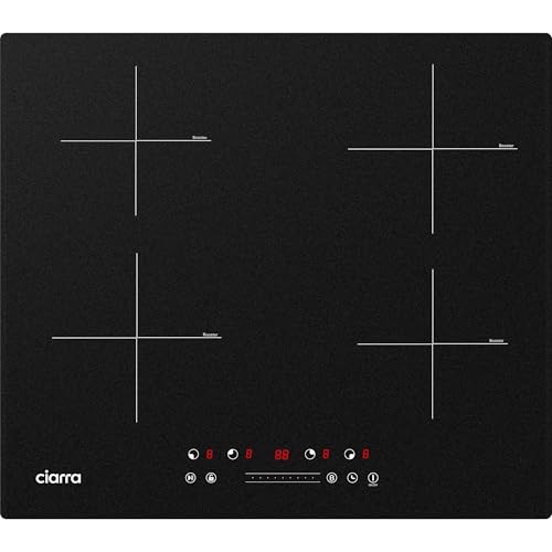 CIARRA CBBIH4B 4 Zonen Einbau Induktionskochfeld 60 cm mit Power Booster Touch-Bedienung Kochfeld...