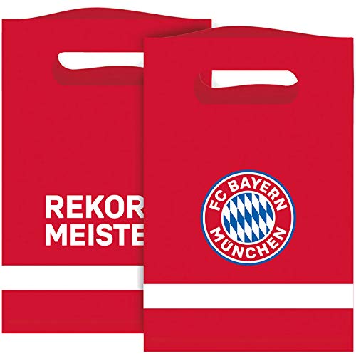 amscan 8 Papiertüten * FC Bayern MÜNCHEN * für Mitgebsel zur Fussball-Party und Geburtstag | Fan FCB Fußball Kindergeburtstag Geschenktüten Partytüten
