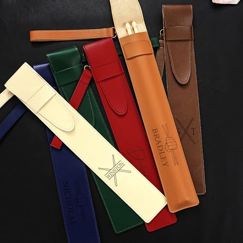 Esseur - Sac à baguettes de batterie gravé, Porte-baguettes personnalisé avec baguettes incluses, Cadeau pour batteur, Étui à baguettes, Accessoire de batterie, Poche à baguettes