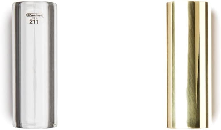 Dunlop 211 Tempered Glass Slide, Heavy Wall Thickness, Small & Dunlop 222 Brass Slide, Medium Wall Thickness, Medium
