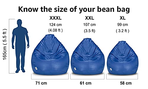 Image of Amazon Brand - Solimo XXXL Faux Leather Bean Bag Cover Without Beans (Blue)