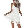 AOOKSMERY-Women-Summer-V-Neck-Spaghetti-Straps-Lace-Backless-Party-Club-Beach-Mini-Midi-Dresses AOOKSMERY Women Summer V-Neck Spaghetti Straps Lace Backless Mini Party Club Beach Dresses (White, Small)