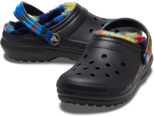 Crocs Classic Tie Dye Lined Clogs | Kids' Slippers, Black/Multi, 8 Us Unisex Toddler #TOP5