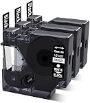 COLORWING Compatible with Dymo White on Black D1 Label Tape 45021 Standard Label Maker Refills d1, 1/2Inch x 23Ft, S0720610 for DYMO LabelManager 160 210D 280 360, 3-Pack