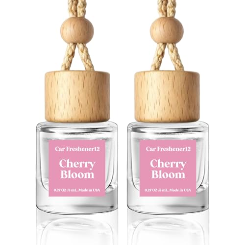 Image of HoogaLife Car Air Freshener Diffuser 2 Pack Hanging Cherry Bloom Car Air Freshener for Women 45+ days Long Lasting Fragrance Made in USA (C12)