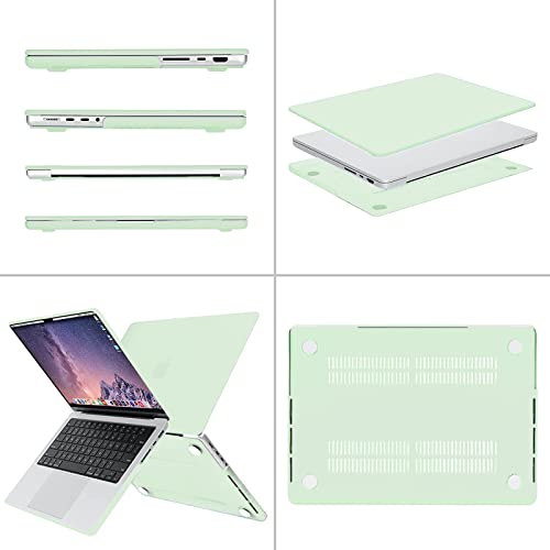 Image of MOSISO Compatible with MacBook Pro 14 inch Case 2025 2024 2023 2022 2021 M5 M4 M3 M2 M1 A3434 A3112 A3185 A3401 A2918 A2992 A2779 A2442, Hard Shell&Keyboard Cover&Screen Film&Pouch,Honeydew Green