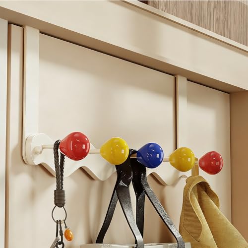Asruito Over Door Coat Rack, Coat Hooks for Door Coat Hanger, Towel Hanger for Bathroom, Door Hanger Hooks, Hooks for Hanging Hat Key Towel Purse Robes Mudroom Entryway