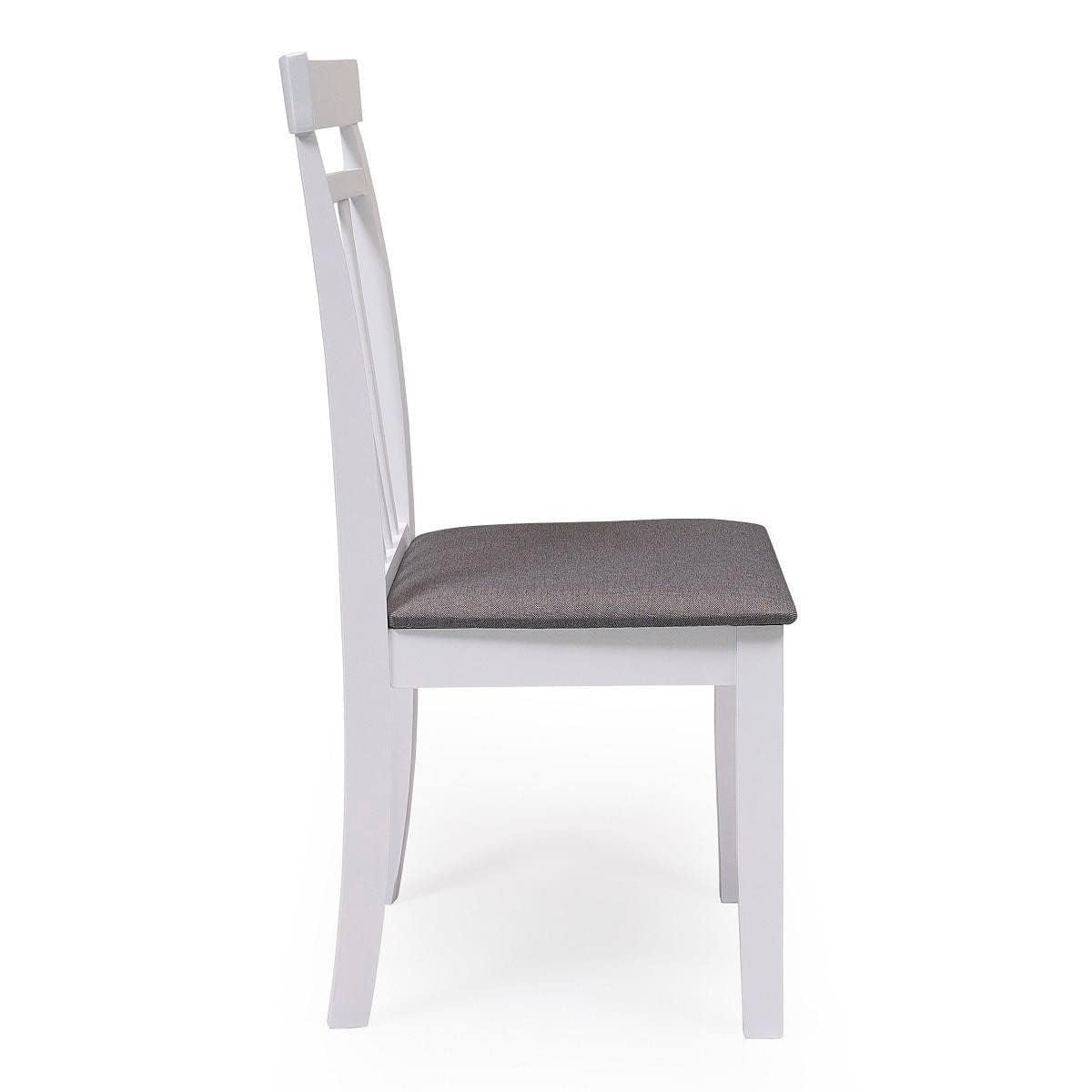 Homely | Pack 2 sillas Comedor Kansas | Estructura Madera lacada | Asiento Tela tapizado Gris | diseño Moderno, Sencillo | sillas para Comedor, salón, Cocina | Color Blanco