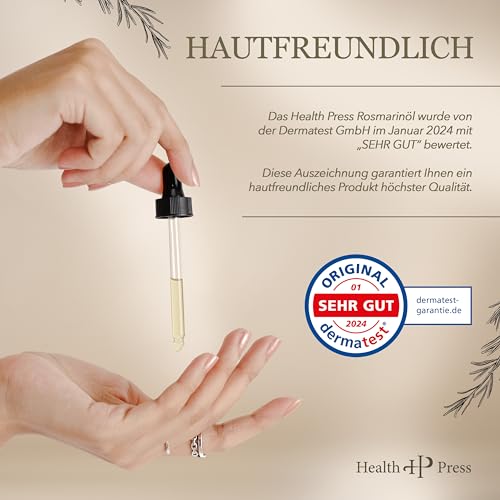 Health Press Rosmarinöl 60ml – Haar-& Hautpflege – Rosmarin Öl für Haarwachstum – Rosmarinöl Haare & Kopfhaut – Haaröl bei Haarausfall – Rosemary Oil for Hair – Hair Growth Oil – Natürliche Pflege – Bild 4