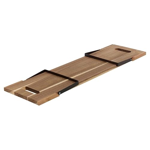 URBNLIVING Large Acacia Wooden Serving Tray with Metal Legs & Handles - 67cm Modern Decorative Platter for Appetizers, Meats, Snacks, Desserts – Rustic Party Centerpiece - Hand Wash Only - Image 4