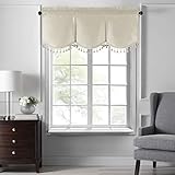 Elrene Home Fashions Colette Faux Silk Tassel Scallop Window Valance, 48' x 21', Ivory