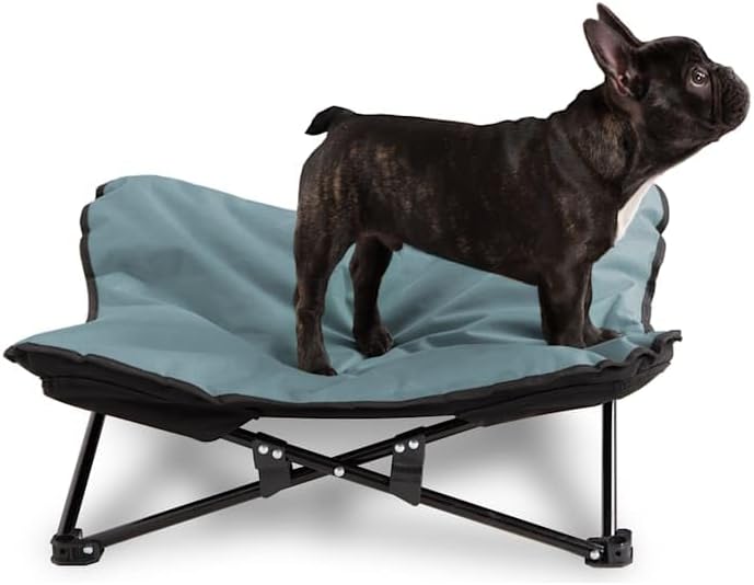 Paws & Pals Elevated Dog Bed, Indoor - Outdoor Pet Camping Raised Cot for Small or Medium Dogs & Cat with Folding Metal Frame and Off Ground Cooling Hammock