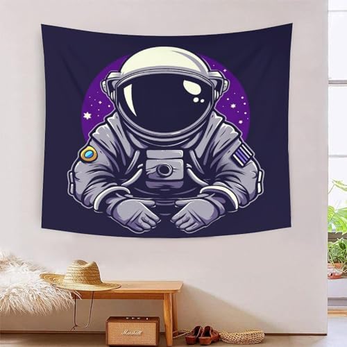 Tapisserie murale astronaute 3D 180x230 cm en tissu pour décoration de chambre