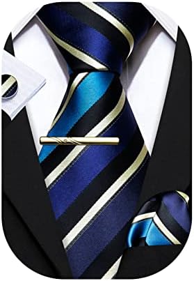 Barry.Wang Men's Animal Pattern Ties Wedding Silk Necktie Handkerchief Cufflink Set