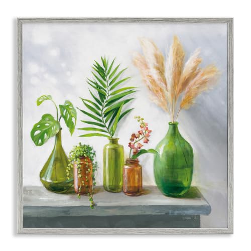 Ikebana Botanical Leaves Still Life, 12 x 12 Inch Framed Giclée Print