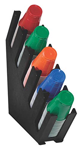 Dispense-Rite LID-3BT Countertop Cup and Lid Organizer, 3 Section Black Polystyrene Holder for 6 oz. to 44 oz. Cups and Lids, Compact 5-1/4" Wide Design image 5