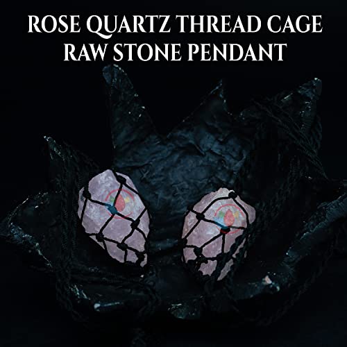 Image of REMEDYWALA Charged Energized Raw Stone Thread Cage Wrapped Pendant | Raw Stone Thread Cage Wrapped Pendant for Women and Men