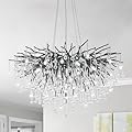 NIUZDU Chandeliers for Dining Room - 23.6" Modern Black Crystal Chandelier, Round Tree Branch Raindrop Chandelier, Foyer Chandeliers for Entryway, Living Room,Bedrooms,Bathroom(Bulb not Included)