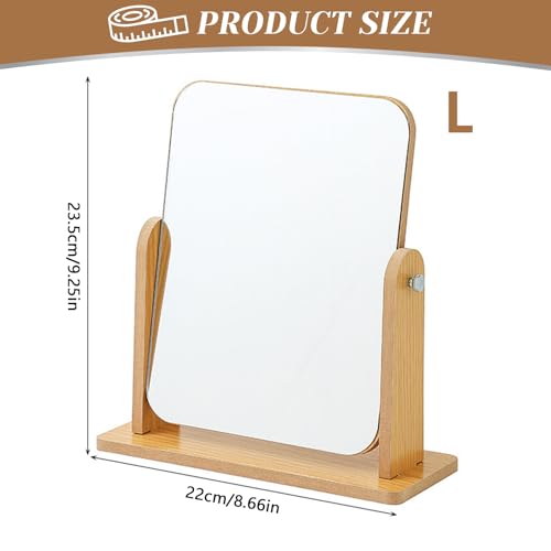 Espejo de maquillaje con soporte de bambú natural miniatura 2