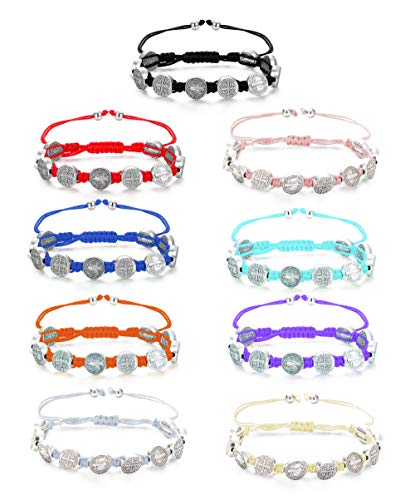 Finrezio 9 PCS Saint Benedict Cord Bracelets for Women Men Evil Protection Medal Rosary Bracelet Set Catholic Gifts Religious Jewelry