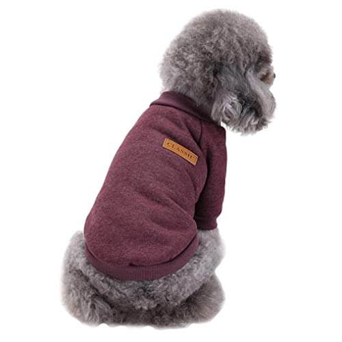 Image of Jecikelon Fleece Dog Sweaters for Small Dogs, Soft Puppy Clothes for Doggie, Warm Dog Winter Outfits, Cute Pullover Sweatshirt Apparel for Pet Cats (Brown, XX-Small)