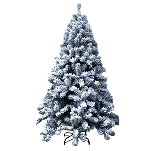 Árbol de Navidad artificial de 6 pies blanco nevado con base metálica para salón