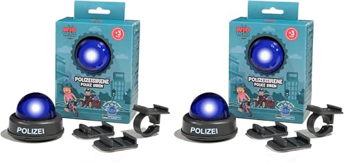 Sirène de police pour enfants avec lumière bleue et support guidon vélo (Lot de 2)