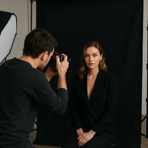 Image of EMART 30x7ft Black Backdrop for Photoshoot, High Density Polyester Fabric Pure Backdrop Curtain, Black Photography Backdrop for Portrait Photoshoot, Video Recording