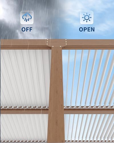 Image of GarveeLife Louvered Pergola 10 ft x 20 ft, Outdoor Pergola with Adjustable Louvered Roof, Reinforced Aluminum Frame, Integrated Drainage System, Hardtop Gazebo for Patio, Deck, Wood Grain
