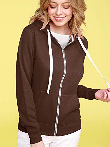 Come Together California CTC WSK954 Womens Active Fleece Zip Up Hoodie Sweater Jacket M Coffee
