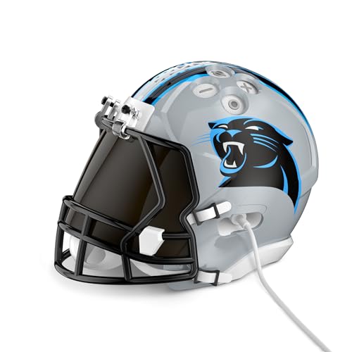 Image of NFL Echo Dot Bundle: Includes Echo Dot | Glacier White and Limited-Edition NFL Helmet Stand | Carolina Panthers