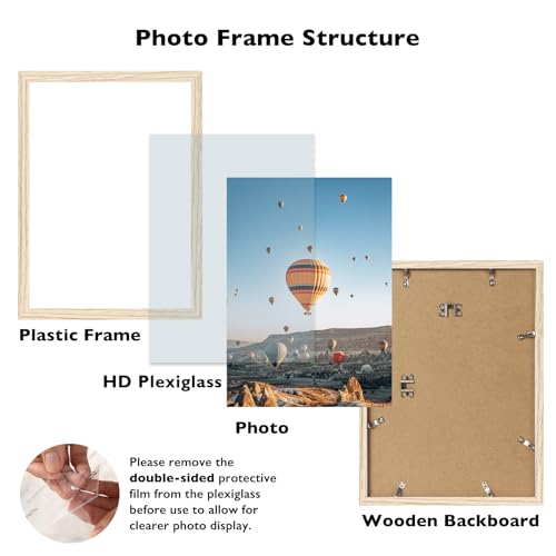 Image of JCJMY 12x14 Picture Frame Natural for Wall Hanging, Wall Mounting Horizontally or Vertically, 12 x 14 Wall Gallery Poster Photo Frame with Shatter Resistant Plexiglass, Natural