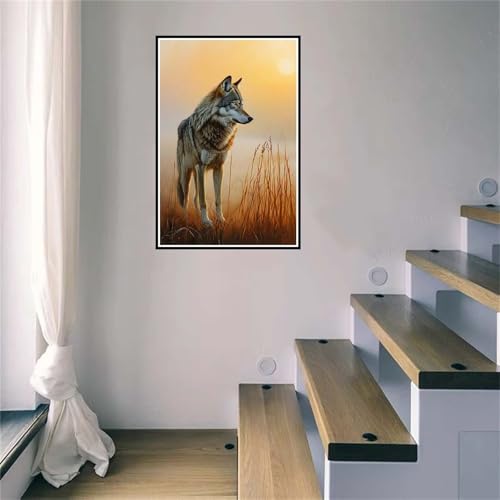 Peinture diamant loup de prairie 5D avec kit complet de diamond painting adulte enfant 40x50cm