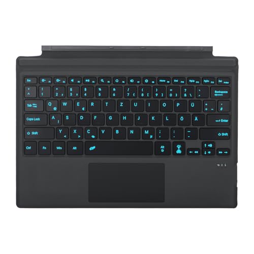 Seagtigau Deutsche QWERTZ Layout Tastatur für Microsoft Surface Pro 7+/7/6/5/4/3 12.3 Zoll - Ultraflaches beleuchtetes Bluetooth Type Cover mit Multi-Touchpad aufladbar (Schwarz)