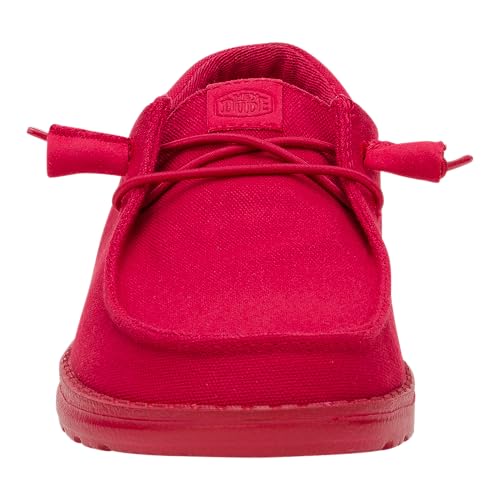 Image of HEYDUDE Wendy Funk Mono Canvas Varsity Red Womens Shoes, Slip-on Loafers, Comfortable & Light-Weigh