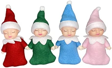 4P Christmas Baby Twins Elf Dolls,Elves Dolls Toy for Boys and Girls,Pacifier Elf Doll Christmas Tradition Accessories Doll Shelf Baby Novelty Toys for Xmas Gift Advent Calendar Stocking Stuffers
