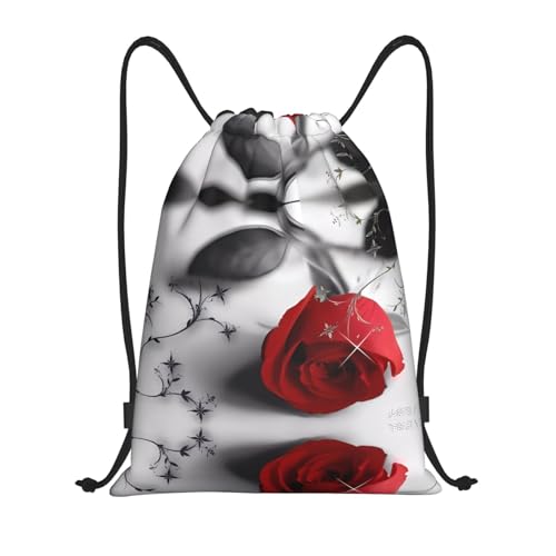 ZHAOUR Rote Rose1 Sac à cordon de serrage pour yoga, danse, voyage, et plus encore – Bretelles réglables, Noir , M