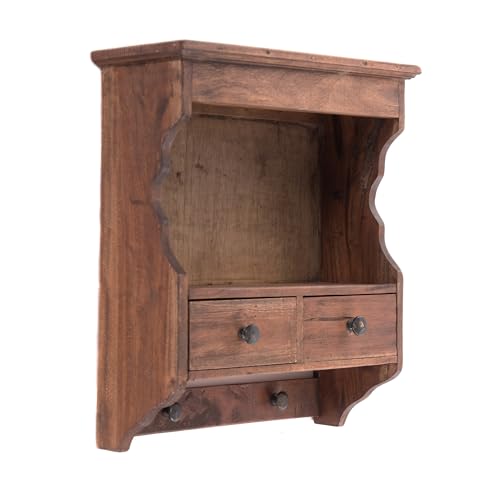 DESIGN DELIGHTS WANDREGAL Granja | mit Schubladen und Haken, Mahagoni Holz,...