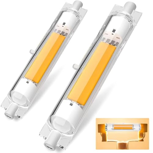 Dvnoua R7S LED 118mm Dimmable, 30W LED R7S Équivalent à Lampe Halogène 300W, Blanc Chaud 3000K, 3000LM, Sans Scintillement, Éclairage à Faisceau 360°, Pour luminaires intérieurs extérieurs, lot de 2