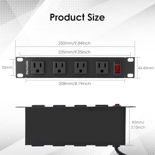 PDU Rack 10 pulgadas, 8 tomas, 15A, 125V, 1875W, carcasa metálica miniatura 4