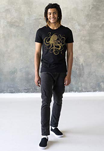 T-shirt de calligraphie japonaise pieuvre pour homme et femme - Noir - Medium – vue 3